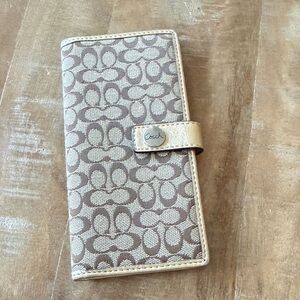 Coach Beige and Gold Signature Wallet
